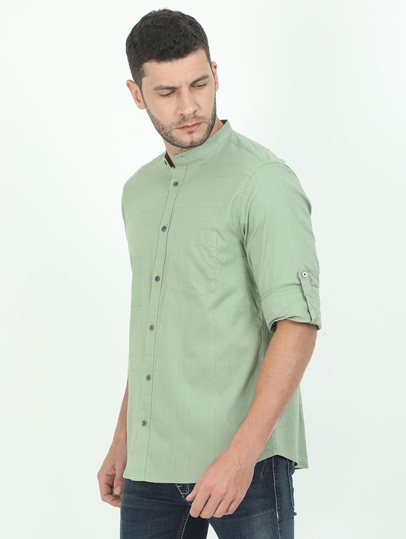green solid casual shirt - 17545754 - Zoom Image - 2