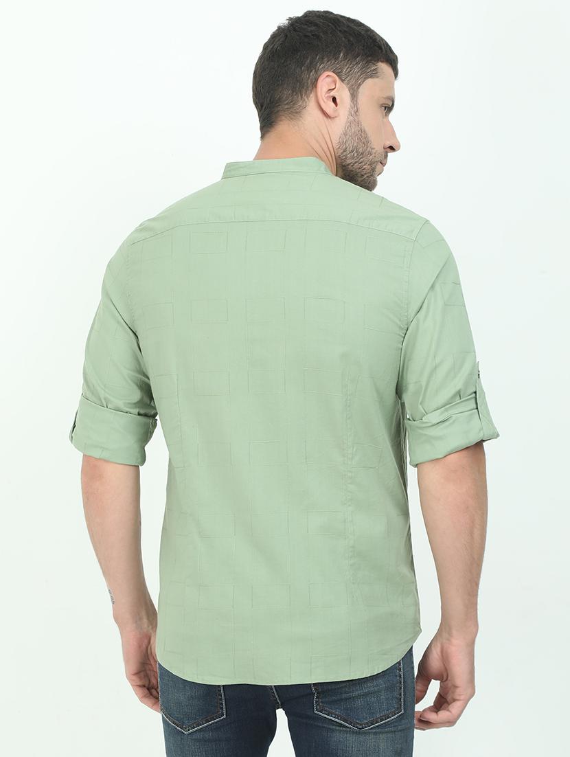 green solid casual shirt - 17545754 - Zoom Image - 3