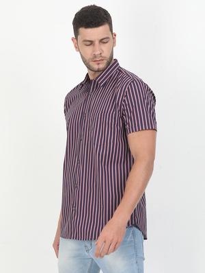 navy blue striped casual shirt - 17545760 - Standard Image - 2