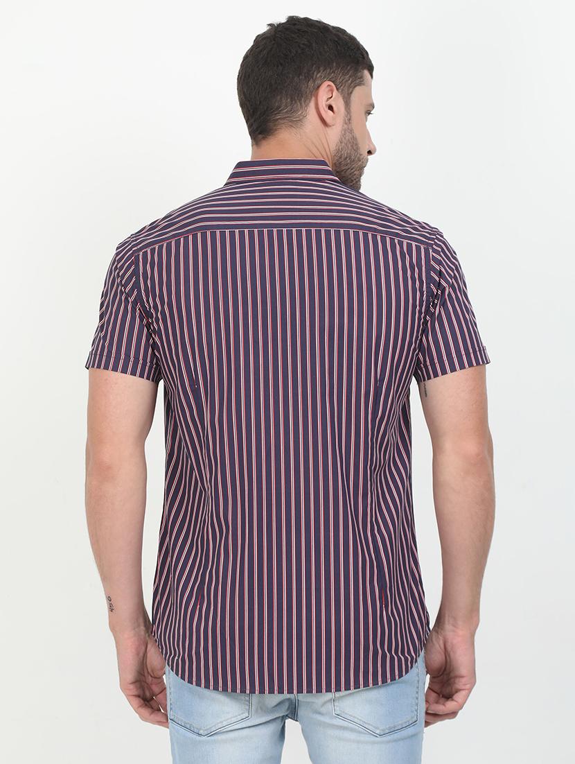 navy blue striped casual shirt - 17545760 - Zoom Image - 3