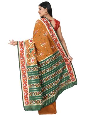 mustard silk blend patola saree with blouse - 17545878 - Standard Image - 2