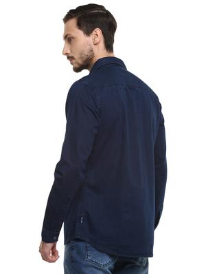 blue self design casual shirt - 17545895 - Standard Image - 3