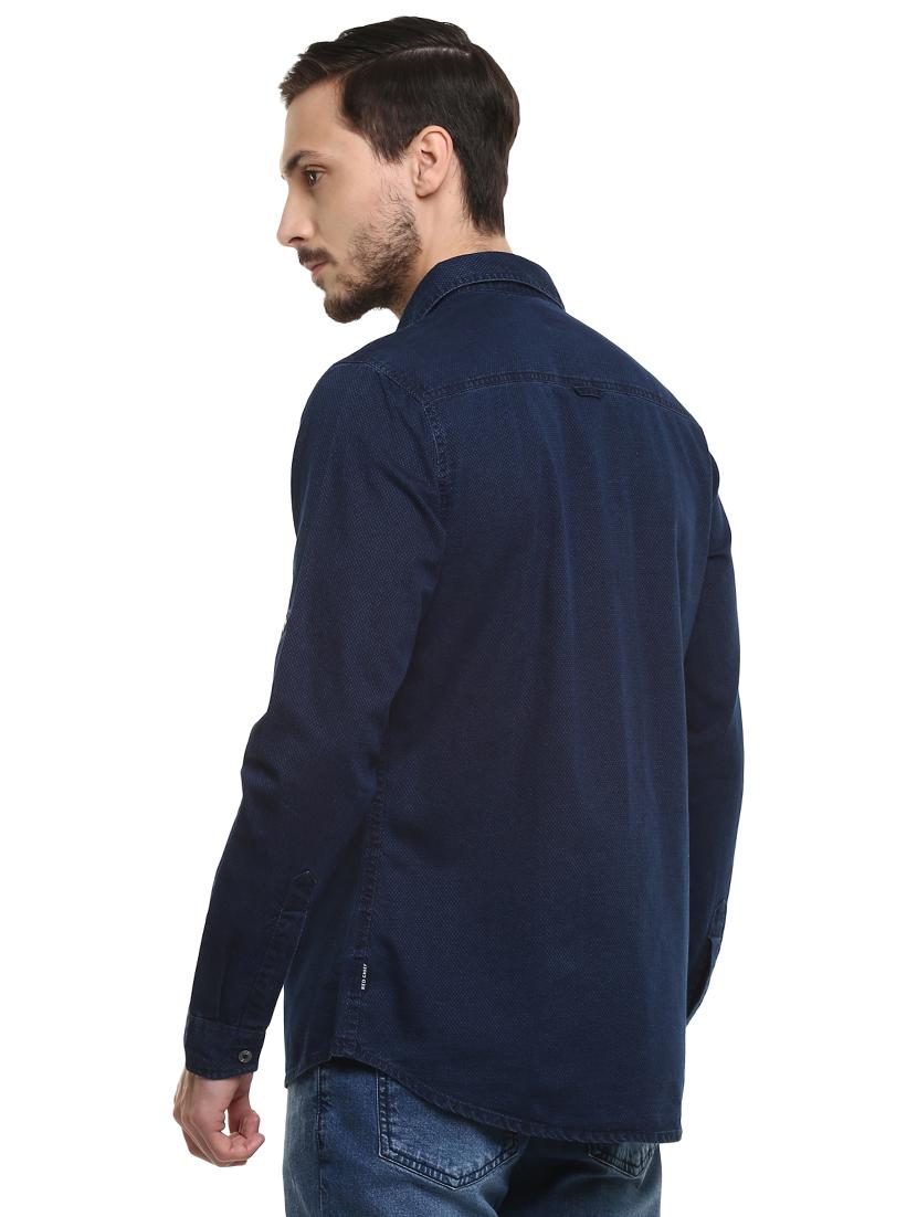 blue self design casual shirt - 17545895 - Zoom Image - 3