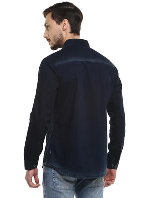 blue denim casual shirt - 17545896 - Standard Image - 3