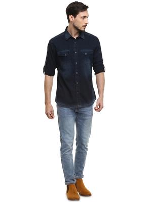 blue denim casual shirt - 17545896 - Standard Image - 4