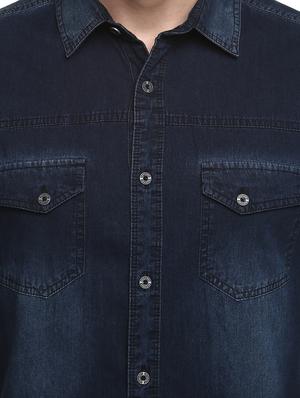 blue denim casual shirt - 17545896 - Standard Image - 5