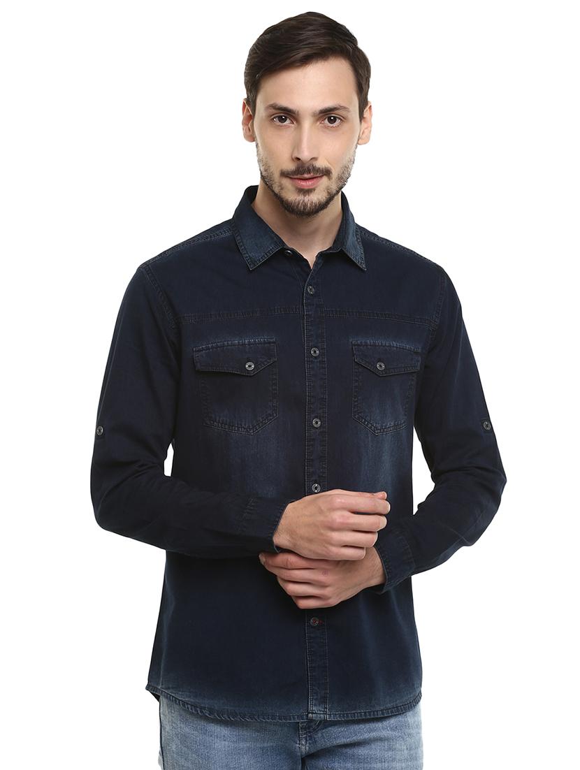 blue denim casual shirt - 17545896 - Zoom Image - 1