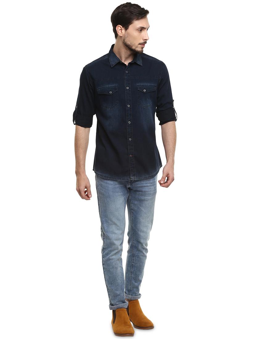 blue denim casual shirt - 17545896 - Zoom Image - 4
