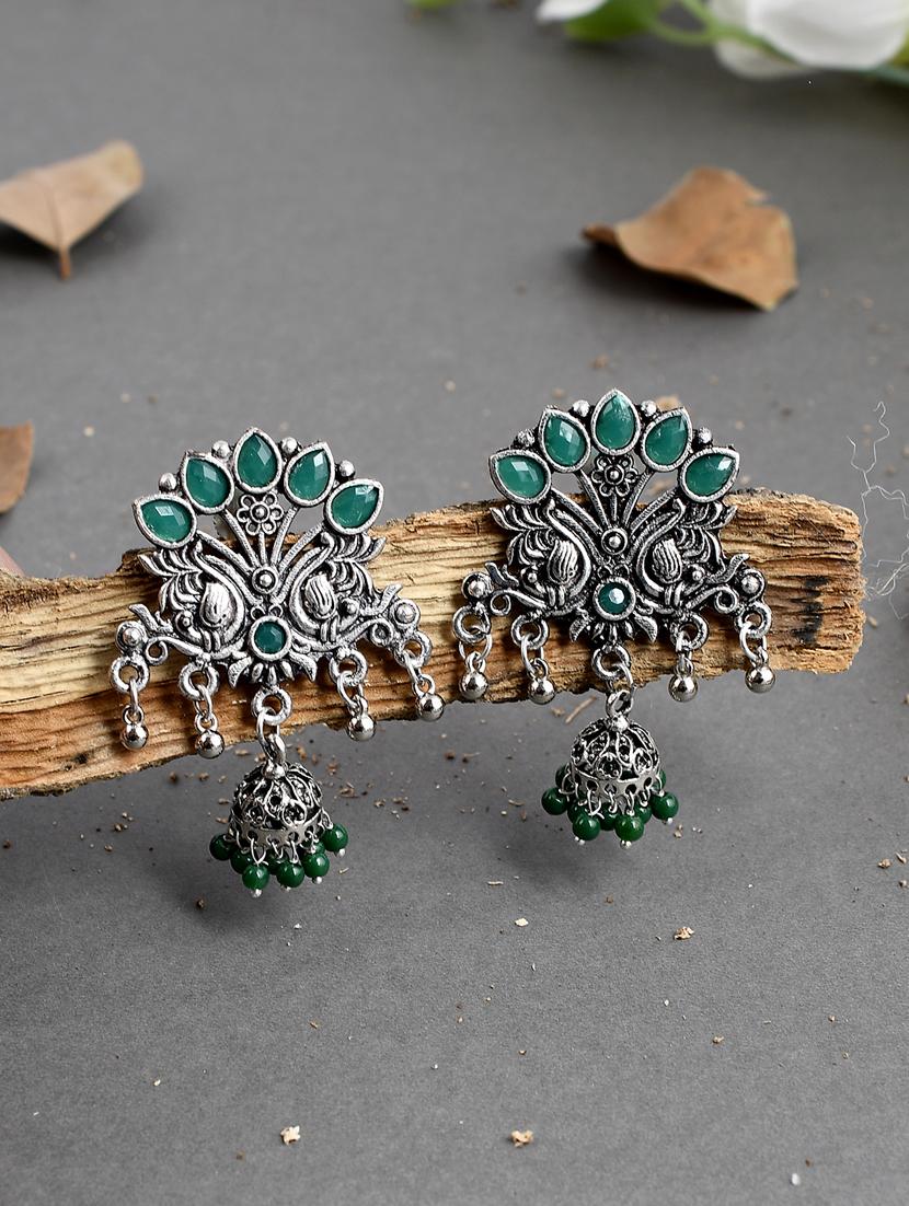 green brass drop earring - 17546053 - Zoom Image - 1