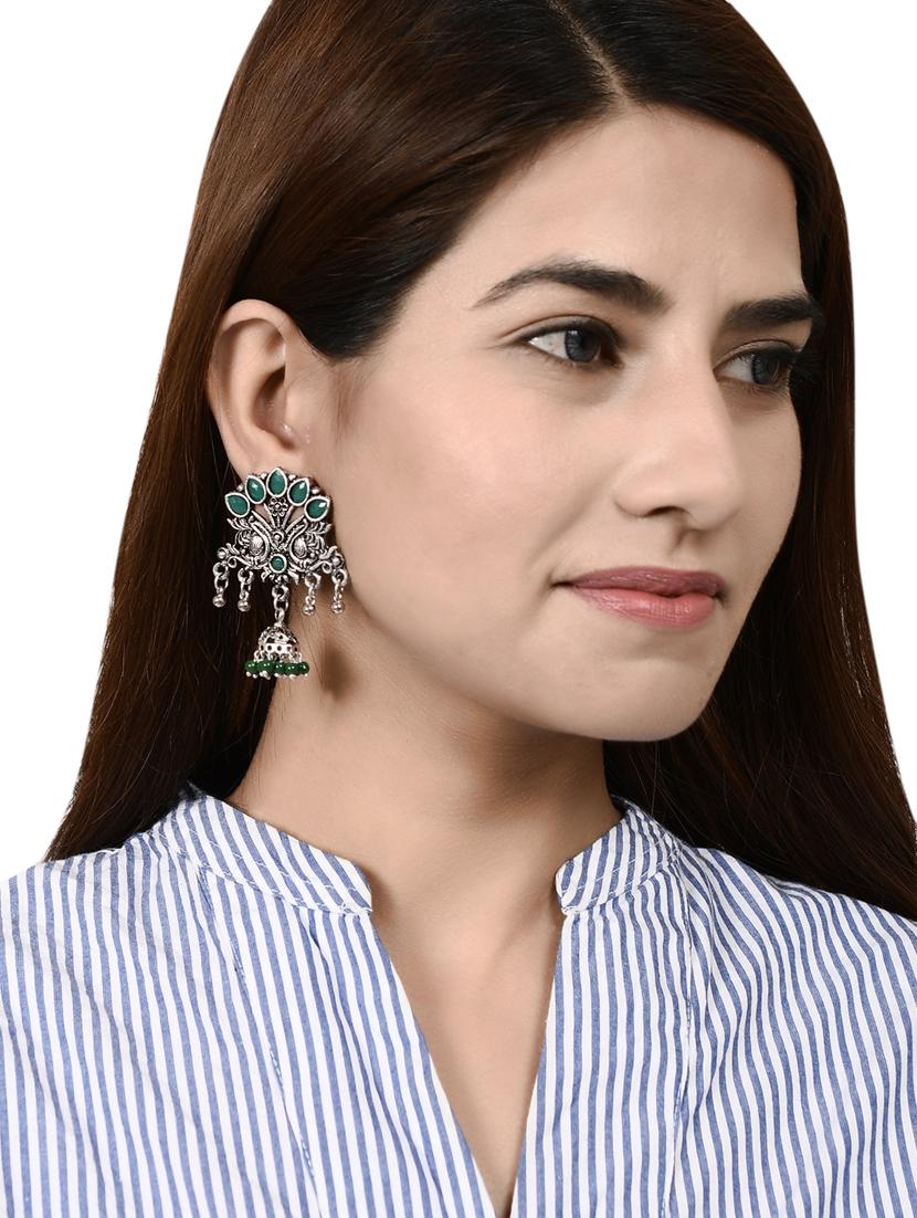 green brass drop earring - 17546053 - Zoom Image - 4