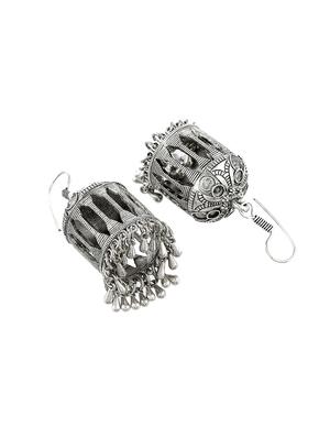 silver brass jhumka earring - 17546144 - Standard Image - 3