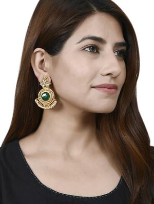 gold brass drop earring - 17546202 - Standard Image - 4