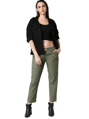 mid rise solid track pants - 17546722 - Standard Image - 4