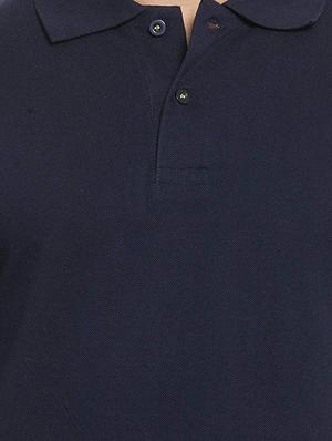 navy blue solid polo t-shirt - 17546794 - Standard Image - 5