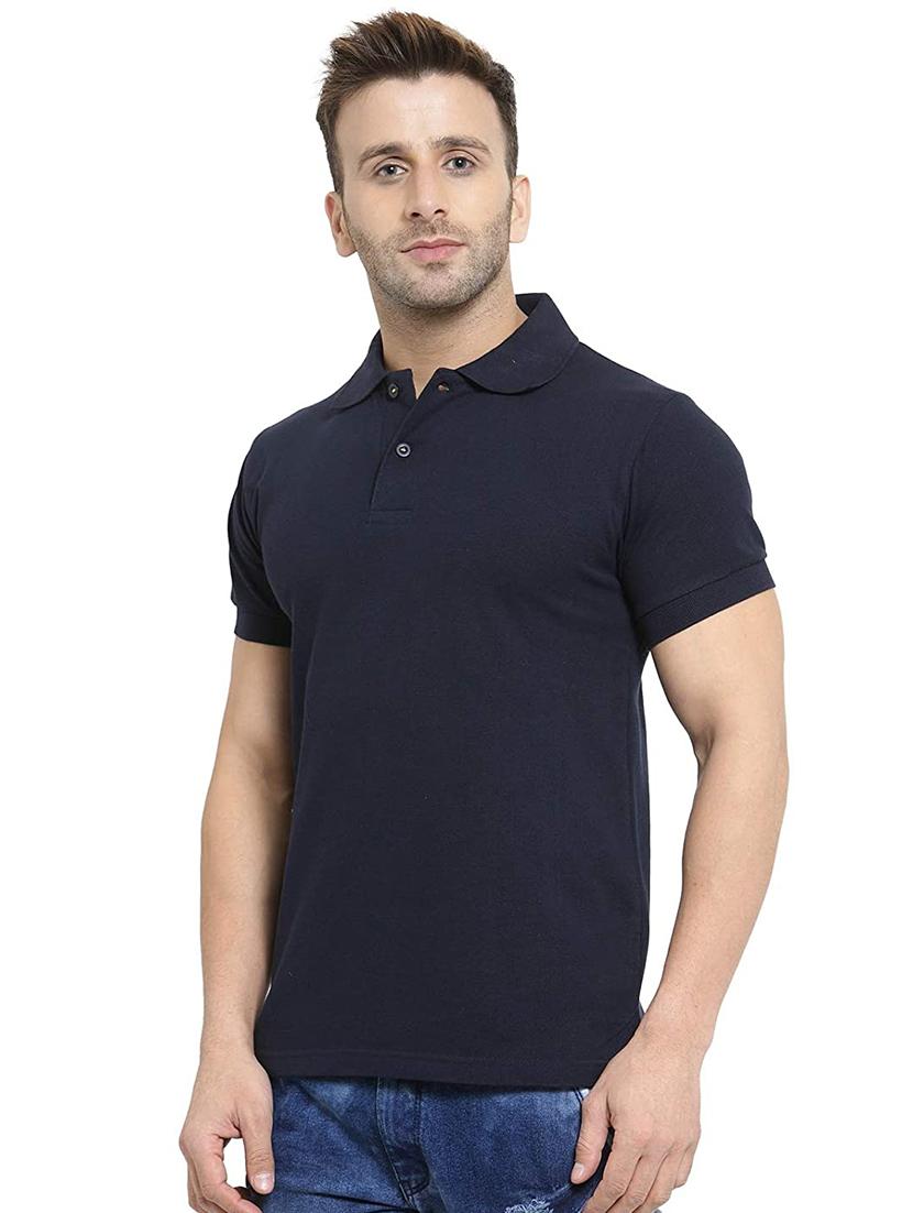 navy blue solid polo t-shirt - 17546794 - Zoom Image - 2