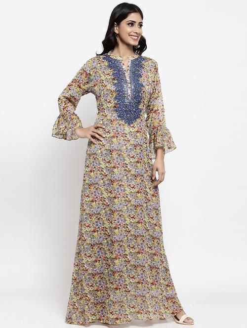 floral a-line ethnic dress - 17546810 - Standard Image - 1