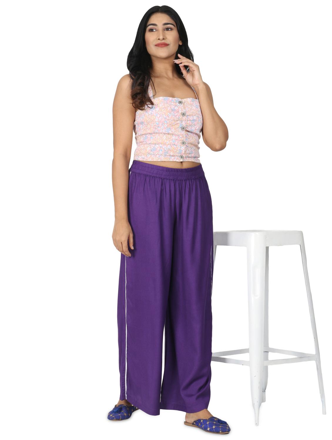 purple rayon palazzos - 17547066 - Zoom Image - 4