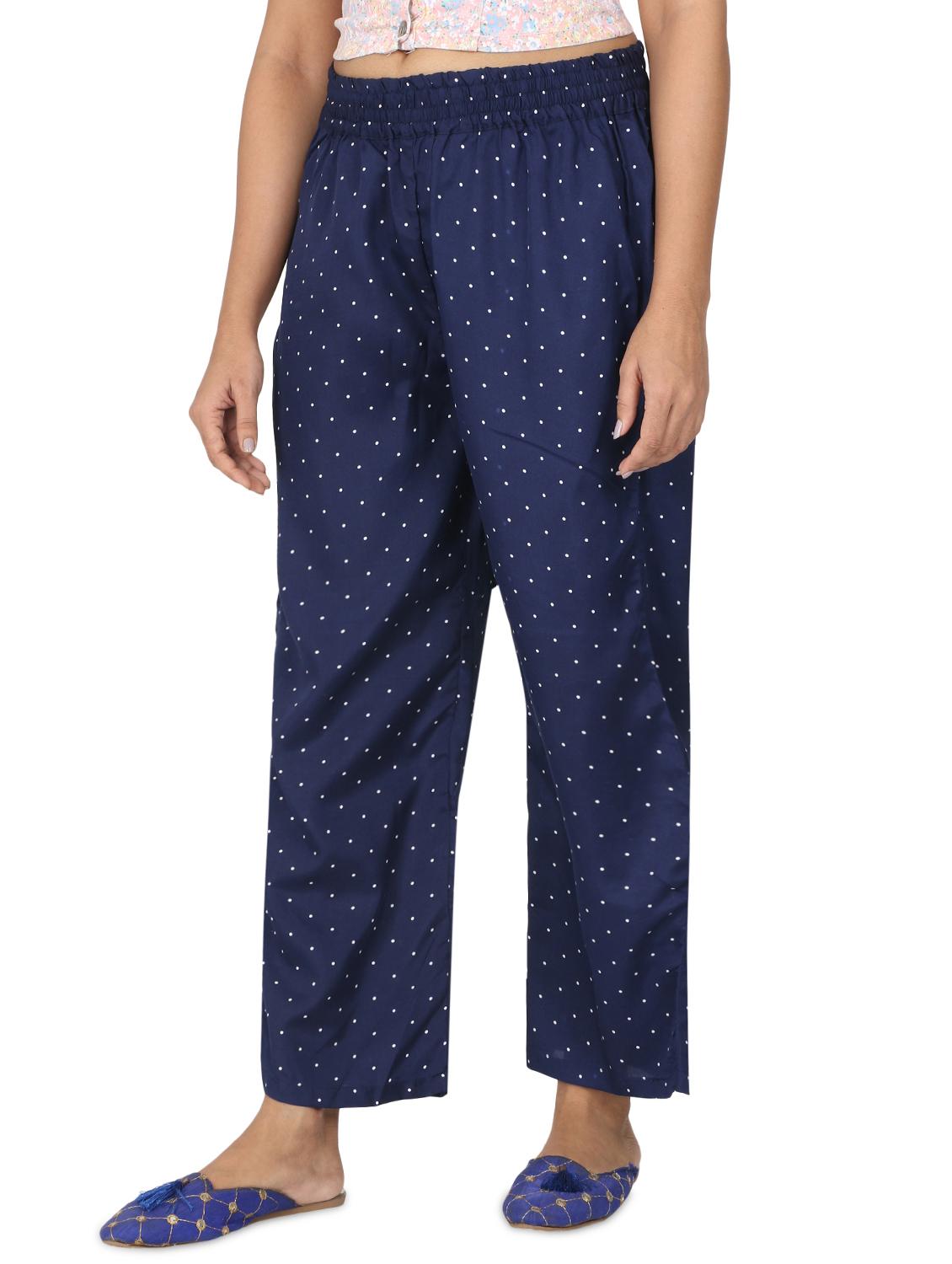 navy blue crepe palazzos - 17547067 - Zoom Image - 2
