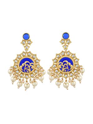 blue gold brass chandballi earring - 17547299 - Standard Image - 2