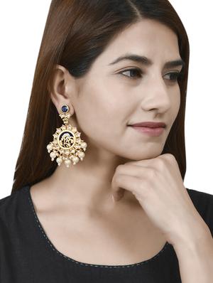 blue gold brass chandballi earring - 17547299 - Standard Image - 4