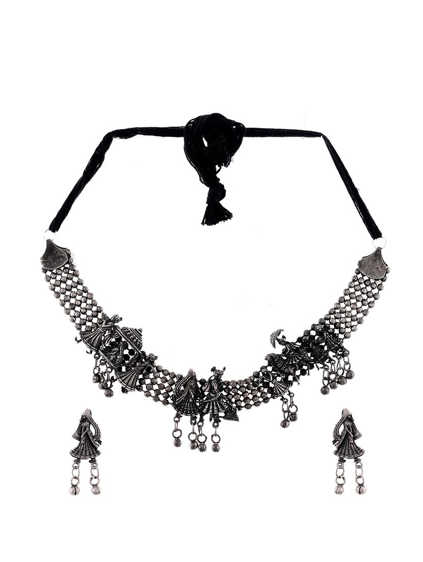 silver brass choker necklace - 17547303 - Zoom Image - 2
