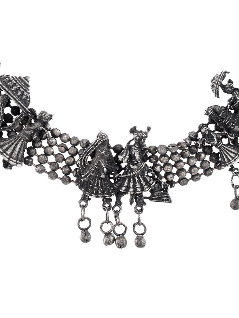 silver brass choker necklace - 17547303 - Zoom Image - 3