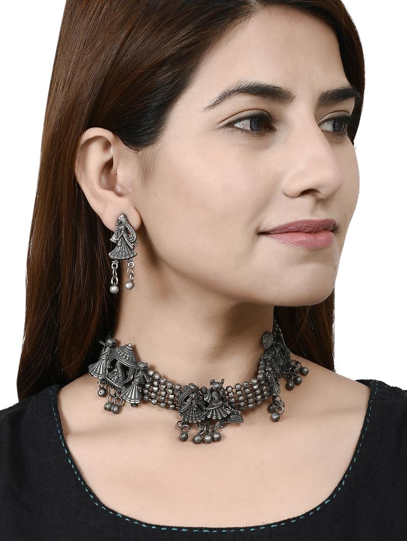 silver brass choker necklace - 17547303 - Zoom Image - 6