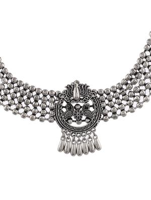 silver brass choker necklace - 17547307 - Standard Image - 2