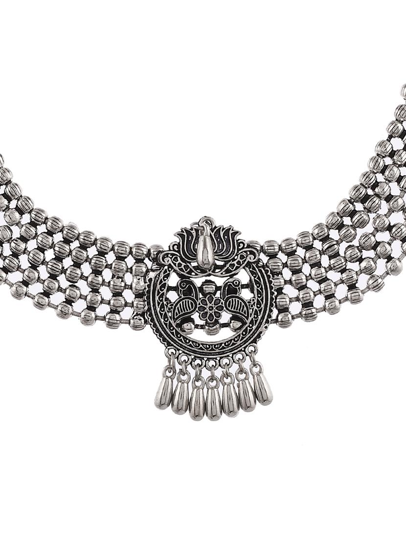 silver brass choker necklace - 17547307 - Zoom Image - 2