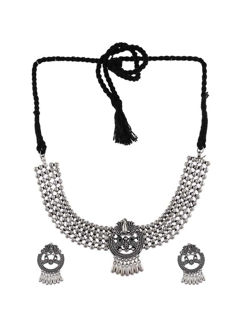 silver brass choker necklace - 17547307 - Zoom Image - 3