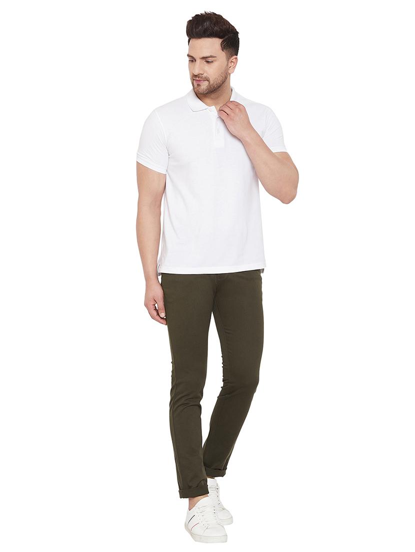 olive green solid flat front casual trouser - 17547524 - Zoom Image - 5