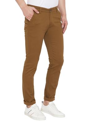 brown solid chinos - 17547527 - Standard Image - 3
