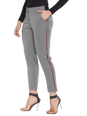grey polyester flat front trousers - 17547542 - Standard Image - 2