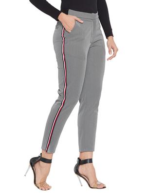 grey polyester flat front trousers - 17547542 - Standard Image - 3