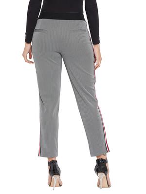 grey polyester flat front trousers - 17547542 - Standard Image - 4