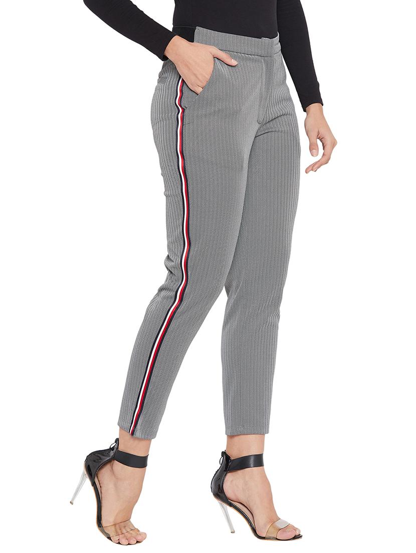 grey polyester flat front trousers - 17547542 - Zoom Image - 3