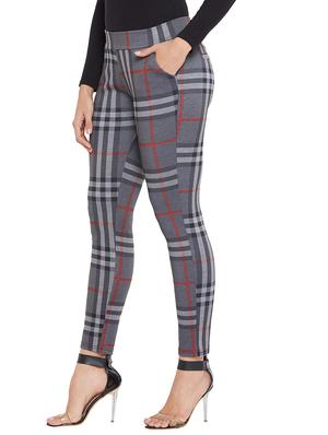 grey cotton blend flat front trousers - 17547543 - Standard Image - 2