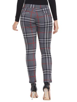 grey cotton blend flat front trousers - 17547543 - Standard Image - 4