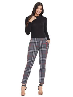 grey cotton blend flat front trousers - 17547543 - Standard Image - 5