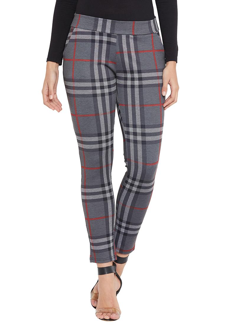 grey cotton blend flat front trousers - 17547543 - Zoom Image - 1