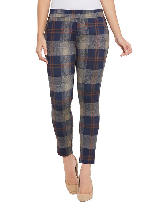 high rise checkered trouser - 17547544 - Standard Image - 1