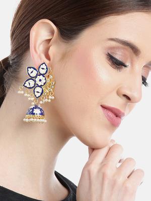 blue metal drop earrings - 17547553 - Standard Image - 4