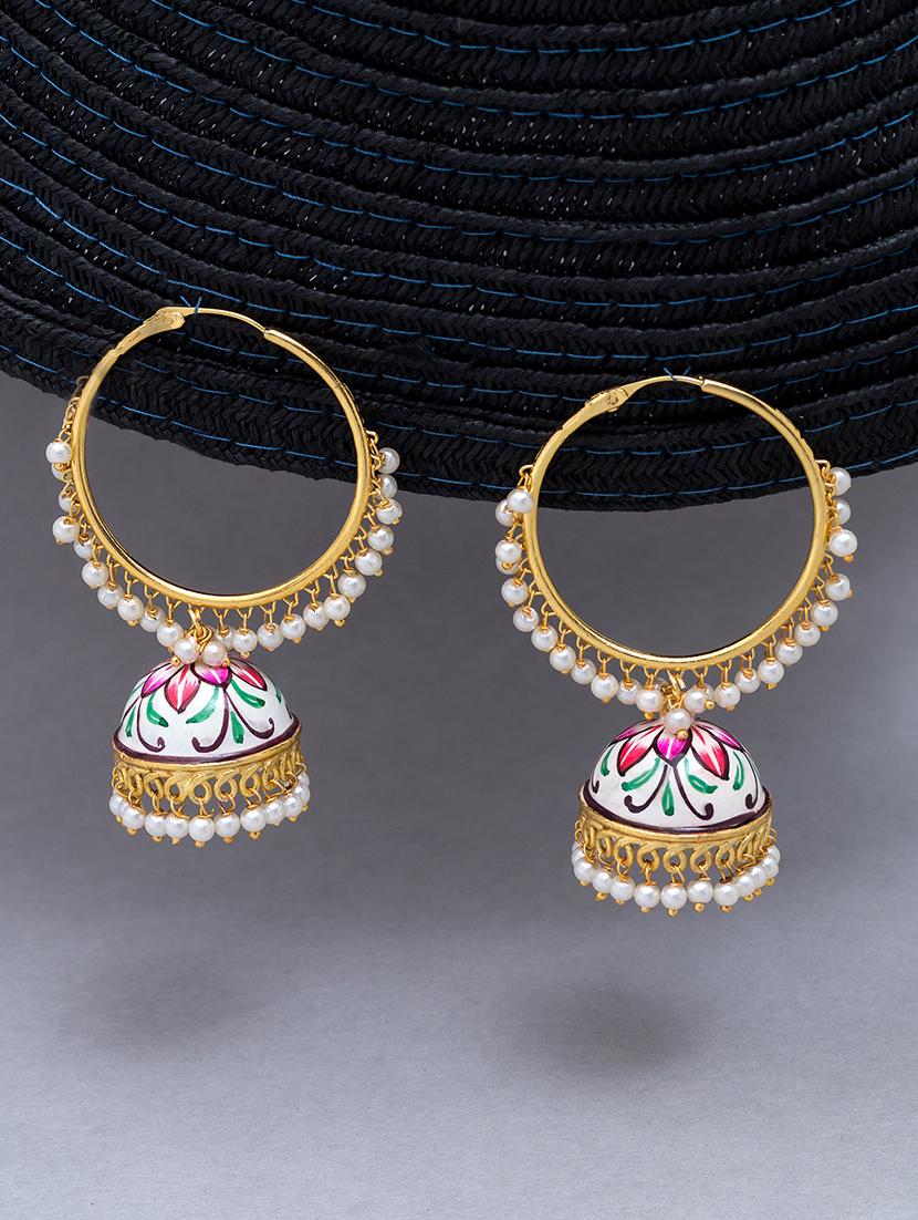 white metal jhumka earring - 17547563 - Zoom Image - 1