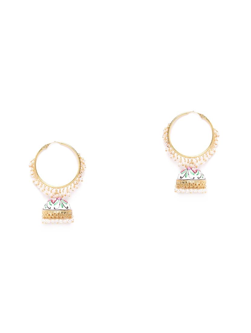 white metal jhumka earring - 17547563 - Zoom Image - 2