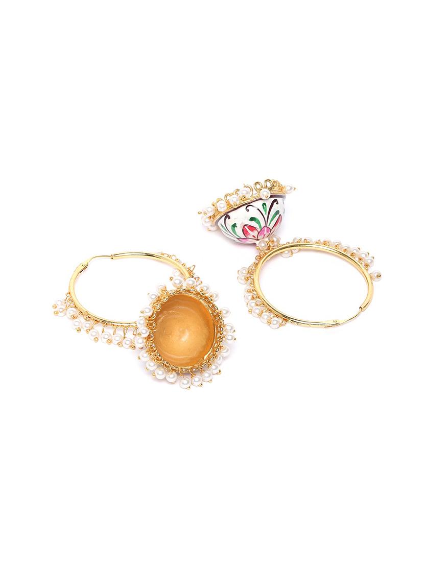 white metal jhumka earring - 17547563 - Zoom Image - 3