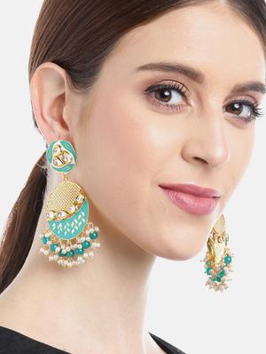 green metal drop earring - 17547596 - Standard Image - 4