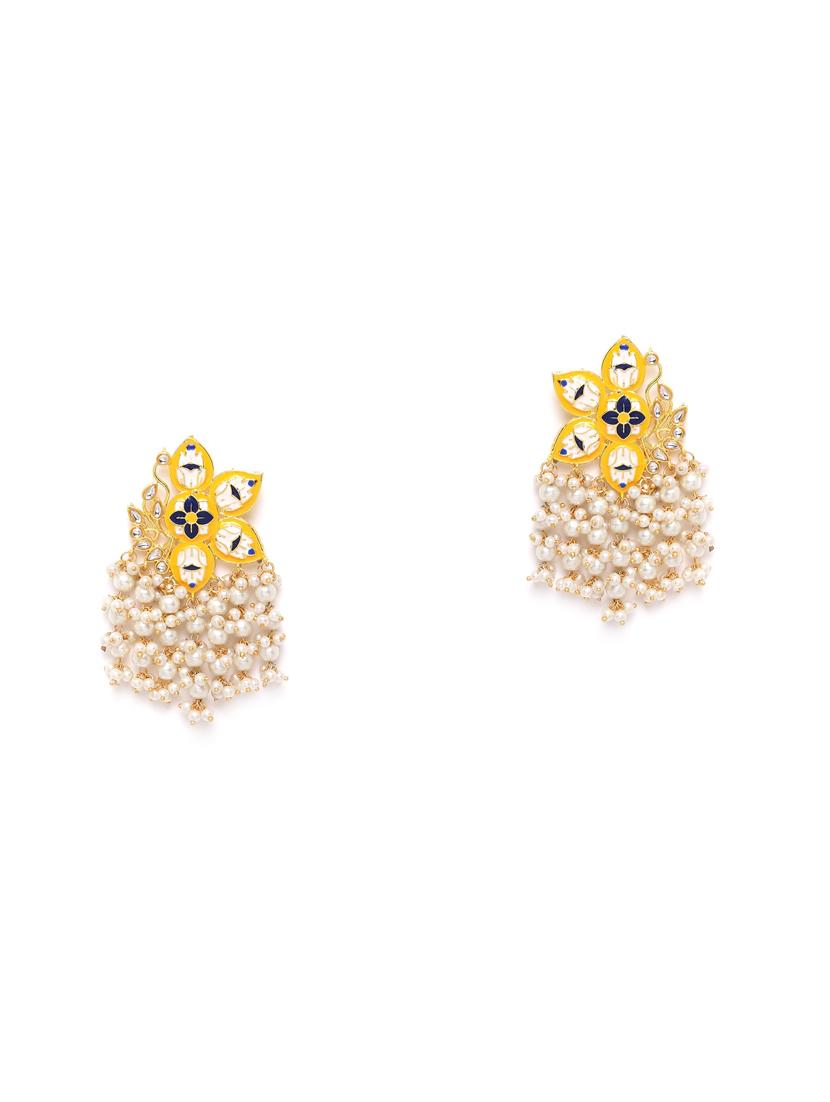 gold metal drop earring - 17547622 - Zoom Image - 2