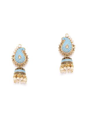 blue metal jhumka earring - 17547635 - Standard Image - 2