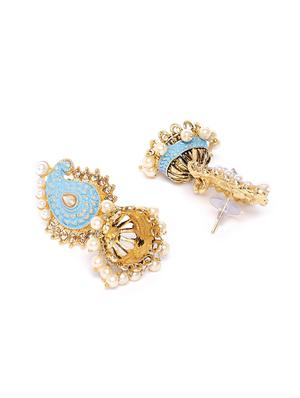 blue metal jhumka earring - 17547635 - Standard Image - 3