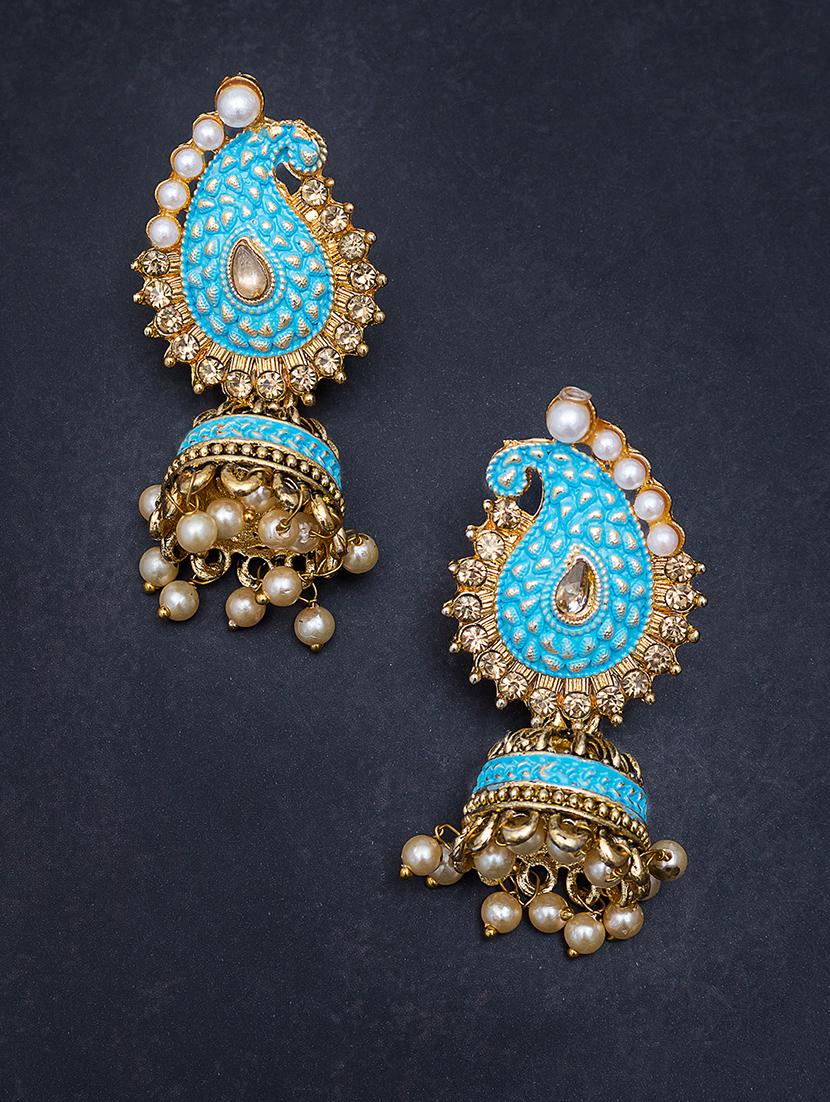 blue metal jhumka earring - 17547635 - Zoom Image - 1